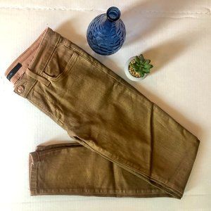 Joe’s Jeans Mid-Rise Skinny Jeans Gold Metallic 26